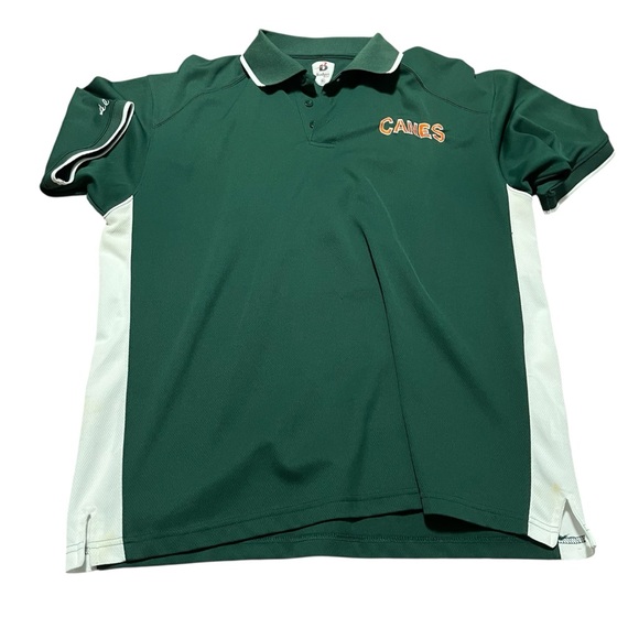Vintage Miami Hurricanes Green and White Polo Shirt Size XL baggy breathable - Picture 1 of 7